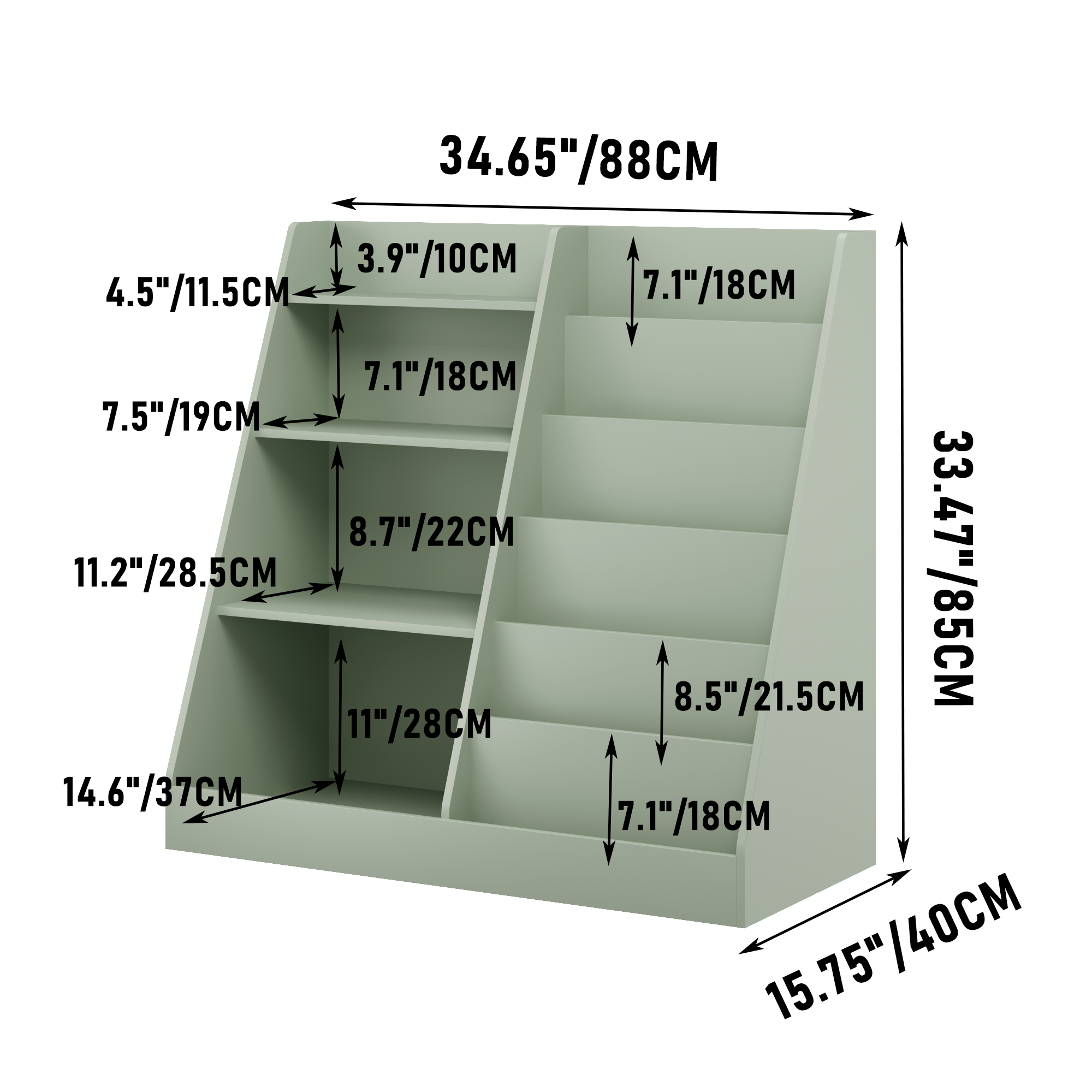 4-Tier Engineered Wood Kids Bookshelf & Toy Organizer