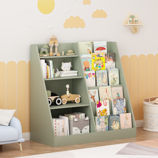 4-Tier Engineered Wood Kids Bookshelf & Toy Organizer