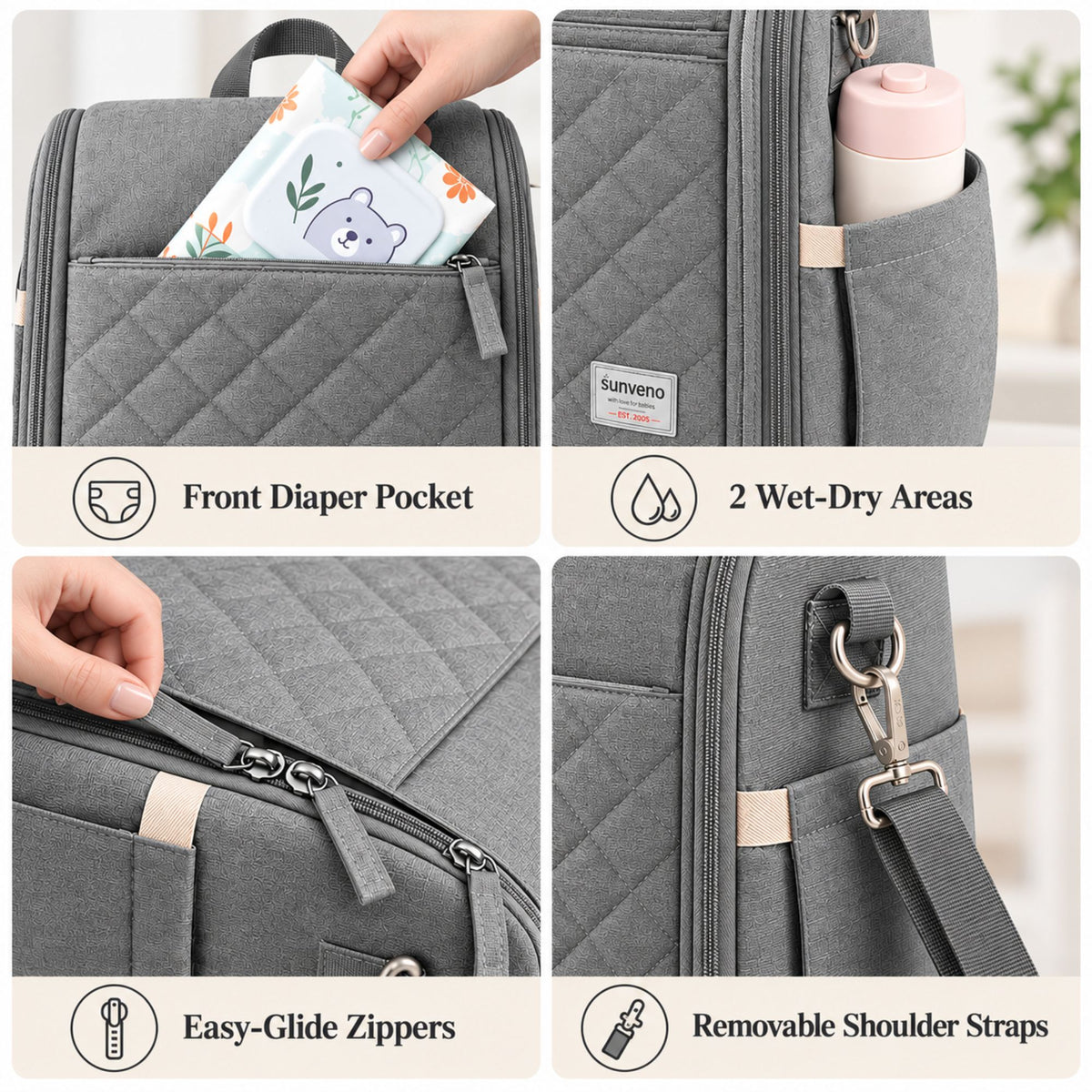 Portable Baby Changing Bag Backpack with Fold-Out Changing Station