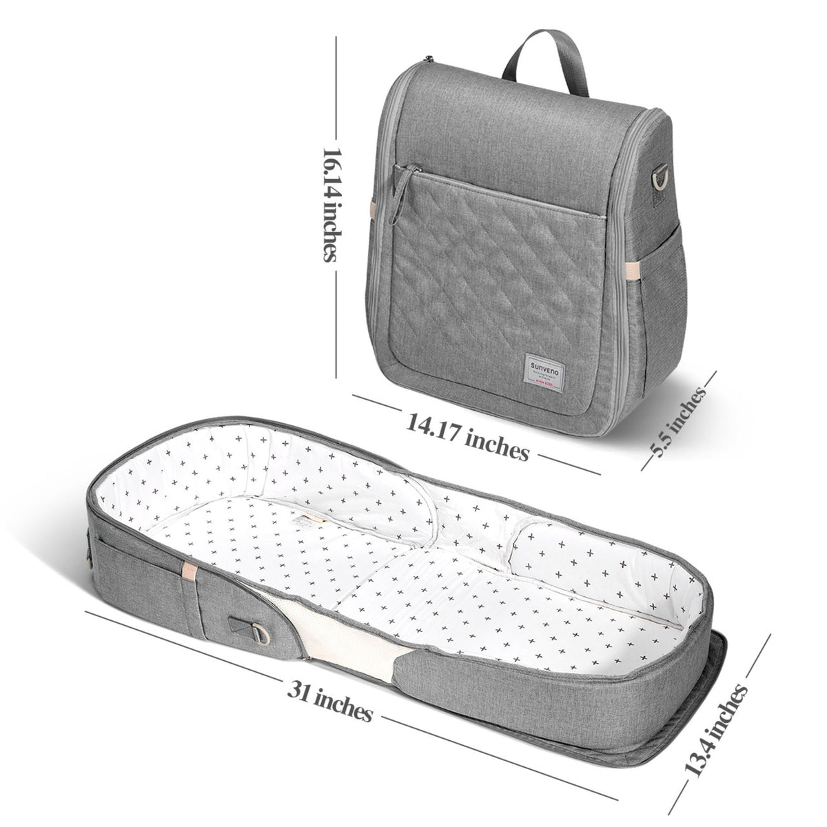 Portable Baby Changing Bag Backpack with Fold-Out Changing Station