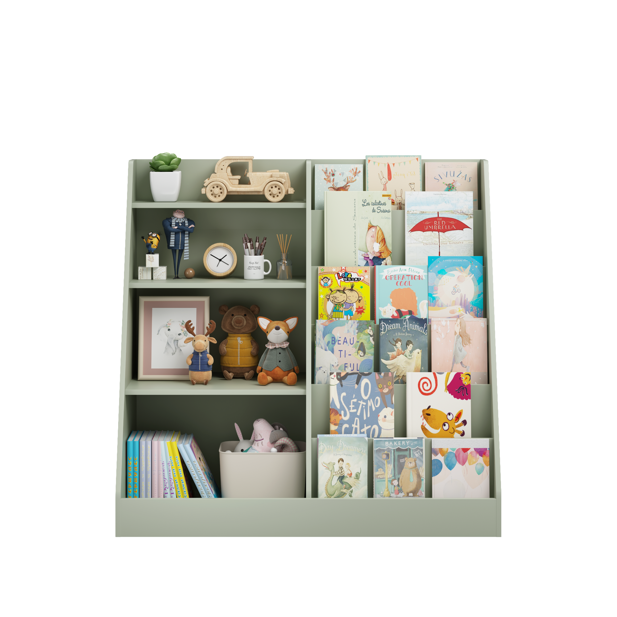 4-Tier Engineered Wood Kids Bookshelf & Toy Organizer