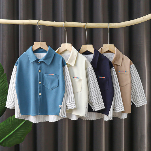 Boys' Long Sleeve Shirt - New Spring Collection for Children, White Dress Shirt for Infants and Toddlers, Perfect for Autumn