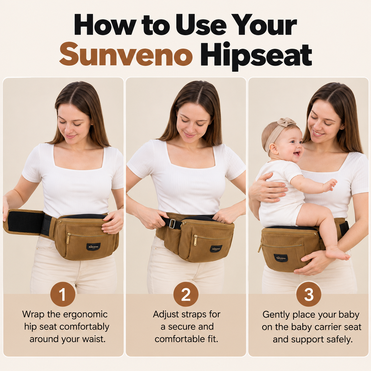 SUNVENO Ergonomic Baby Hip Seat Carrier