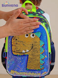 Load and play video in Gallery viewer, Dinosaur Kids Backpack Reversible Sequins
